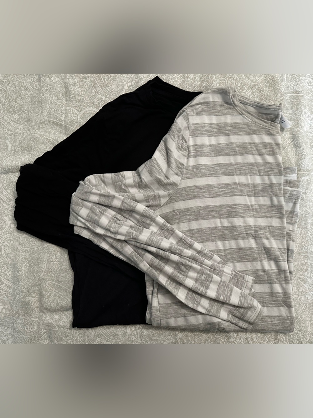 Old Navy Gray & White Striped Luxe Top Bundle